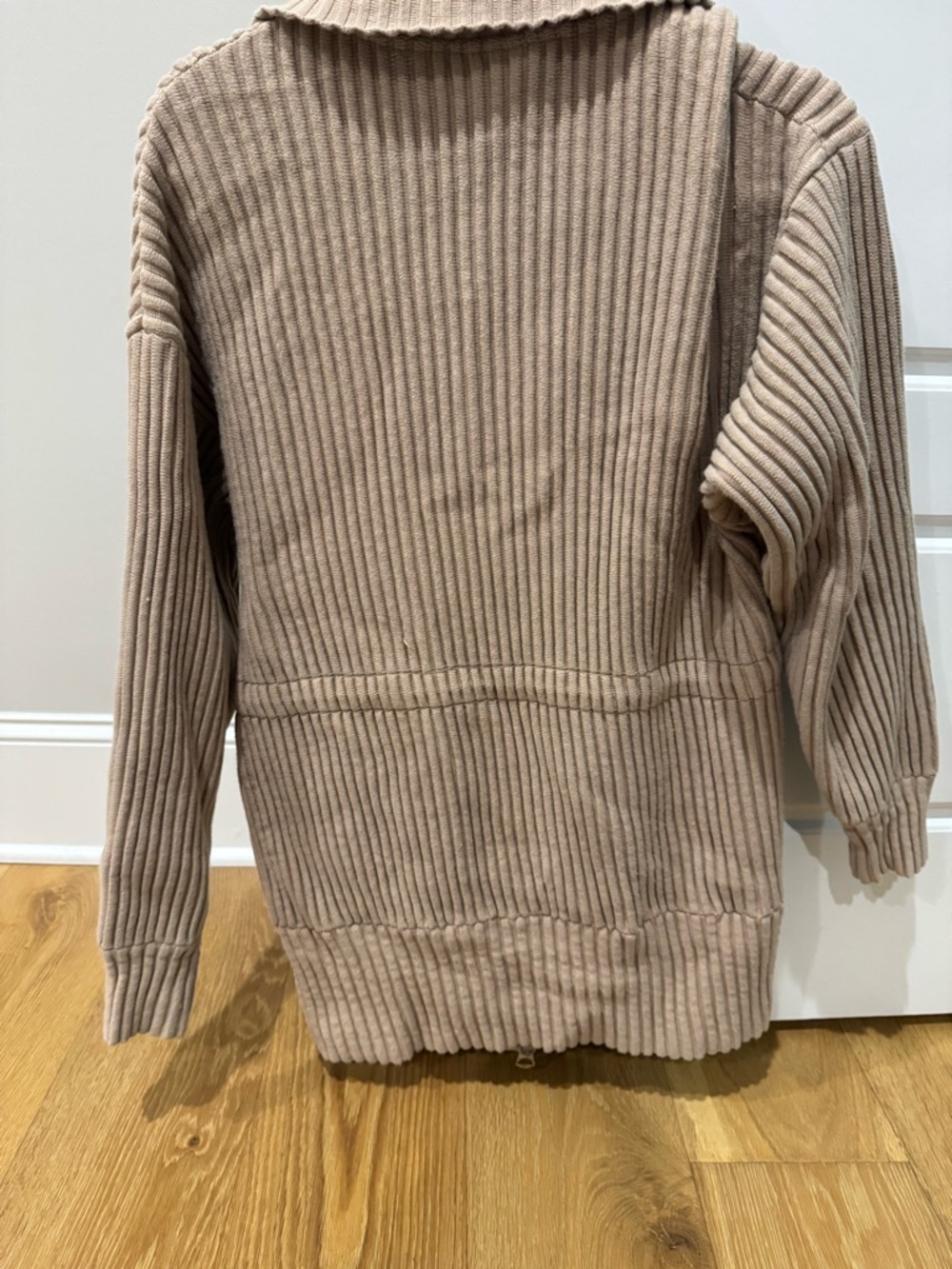 Varley Ribbed Zip-Front Utility Jacket in Taupe - Picture 3 of 3